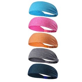 5-Piece Women's Anti-Slip Sports Sweat-Absorbing Headbands Elastic Yoga Fitness Running Headbands Unisex