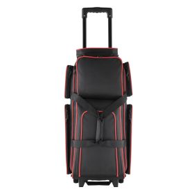 3 Ball Bowling Bag with Wheels Double Roller Bowling Bag with Shoe Compartment