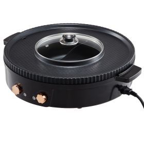 Hot Pot with Grill, 1800W 2-in-1 Electric Smokeless Grill and Hot Pot, Korean BBQ Shabu Shabu Hotpot with Separate Dual Temperature Control