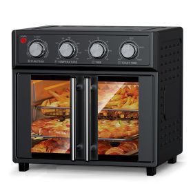 PlumChef 29.5 Quart Extra Large 6 Slices Air Fryer Convection Toaster Oven, French Door, 1700W, Multifunction Oven for Air Fryer, Toast, Grill