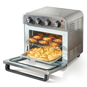 7-IN-1 Air Fryer Toaster Oven, 18L Convection Oven, 1700W Stainless Steel Toaster Ovens Countertop Combo with Grill, Pizza Pan, Gloves, 6 Slices Toast