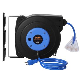 VEVOR Retractable Extension Cord Reel Power Cord Reel 45FT 12AWG/3C SJTOW