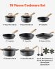 19 Piece Pots and Pans Set, Granite Nonstick Cookware Set, Induction Cookwares, Kitchen RV Cooking Sets with Frying, Sauce, Saute, Tempered Glass Lids