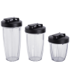 10-Piece Blender Set, Black, 300W, with 3 Jars (10oz, 16oz, 18oz), 2 Drinking Lids, Stainless Steel Blade