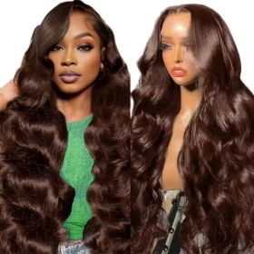 Wig Human Hair Lace Front Wig 13x4 High-Definition Brown Lace Front Wig Human Hair With Aligned Cuticles Vietnam Wig (Option: Coffee-24inch)