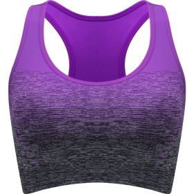 1pc/2pcs/3pcsMedium Support Two Tone Racer Back Sports Bra, Fitness Workout Running Yoga Bra (Color: Purple, size: L(8/10))