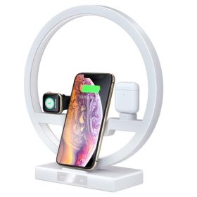 3 in 1 Wireless Charger Applicable For Mobile Phone Watch Headset Table Lamp Charging Bracket Hotselling (Color: White, Socket Standard: us)
