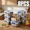 Yakimoto 2/4/6/8/10 PCS Extra-Large Stainless Steel Food Storage Containers With Blue Lids - Deep Design, Airtight Seal