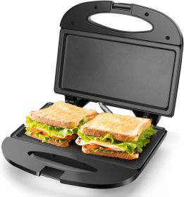 Sandwich Maker with Non-stick Deep Grid Surface for Egg, Ham, Steaks Compact Electric Grill Tostadora de Pan Black, ETL Certificated, Roy (Color: Black)