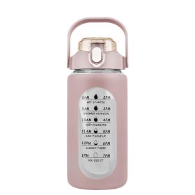64Oz Glass Water Bottle Sports Water Bottle Motivational Water Bottle Water Intake Tracker Bottle with Straw Time Marker Silicone Sleeve Handle f (Color: Coffee, size: 32oz)